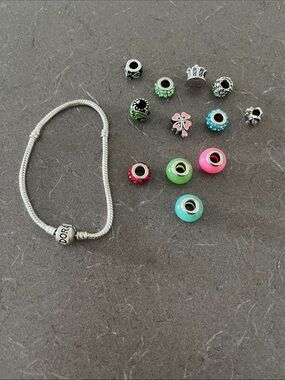 Pandora Silver Bracelet with some charms.